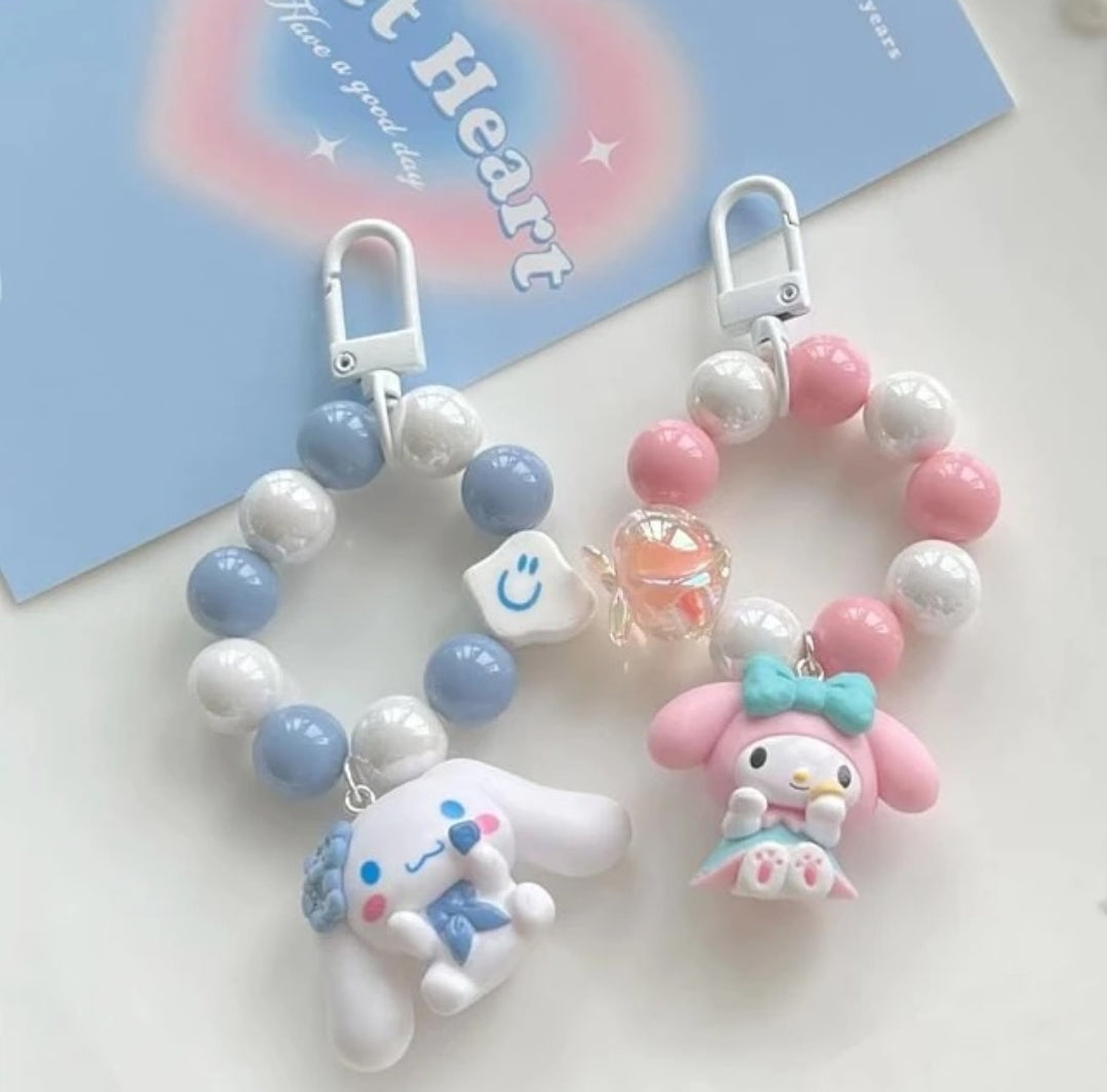 Sanrio Cute Charm & Bead Keychain