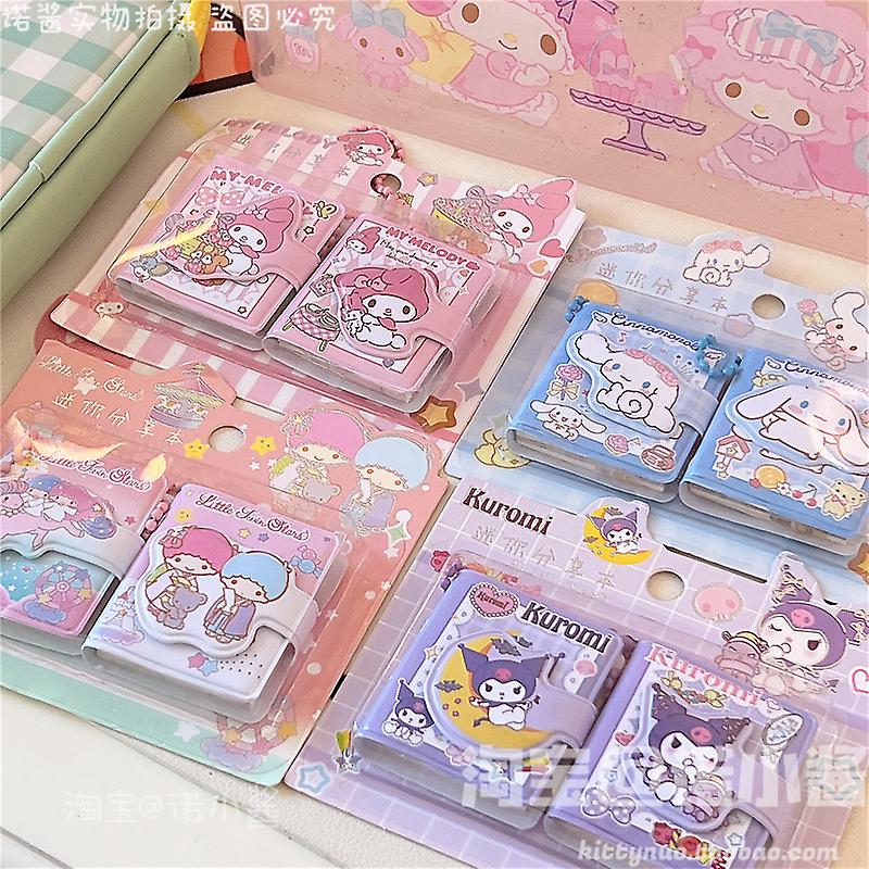 2Pcs/Set Sanrio Mini Notebook Mymelody Kuromi Cinnamoroll little twin star Portable Pocket Notepad Daily