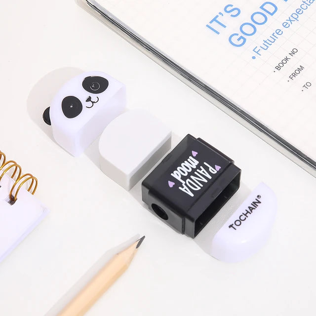 Cute Panda Design Eraser with Pencil Sharpener Multifunctional Stationery Set