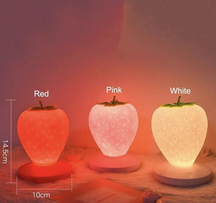 Kawaii Strawberry Silicone Night Light (with 3 shades of light)