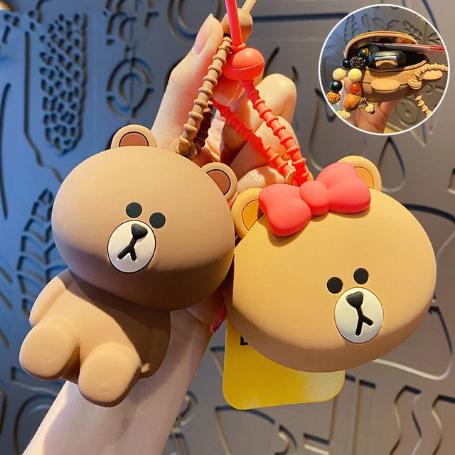 Brown Bear Cute Silicone Pouch