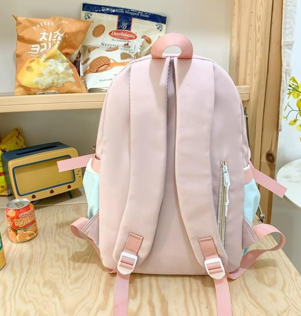 Japanese Style Backpack With Plush Keychain