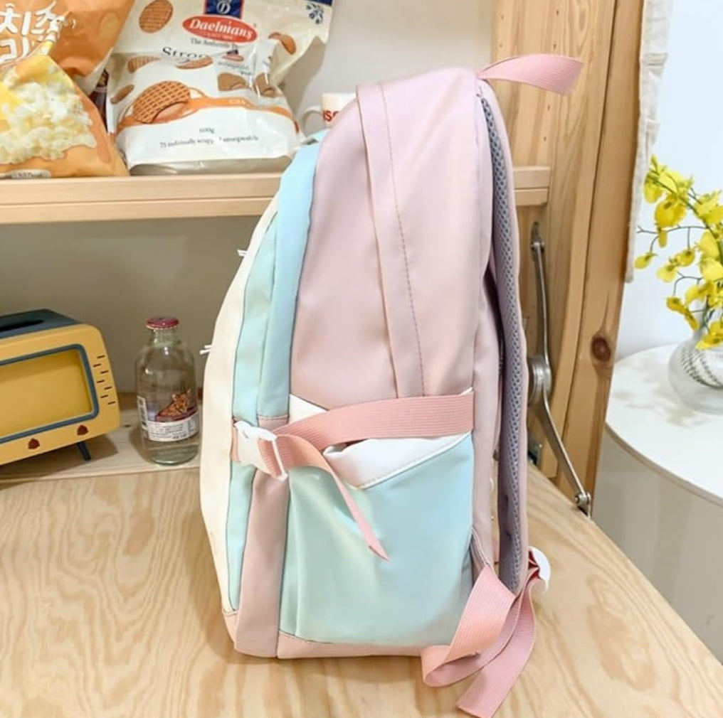 Japanese Style Backpack With Plush Keychain