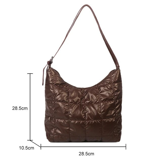 Metallic Large Capacity Shoulder Quilted Tote Bag