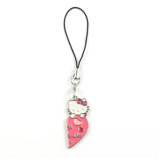 Hellokitty Split Heart Couple Metal Charm