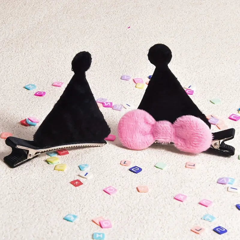 Sweet Lovely Y2K Black Hat Bow Clip Set of 2