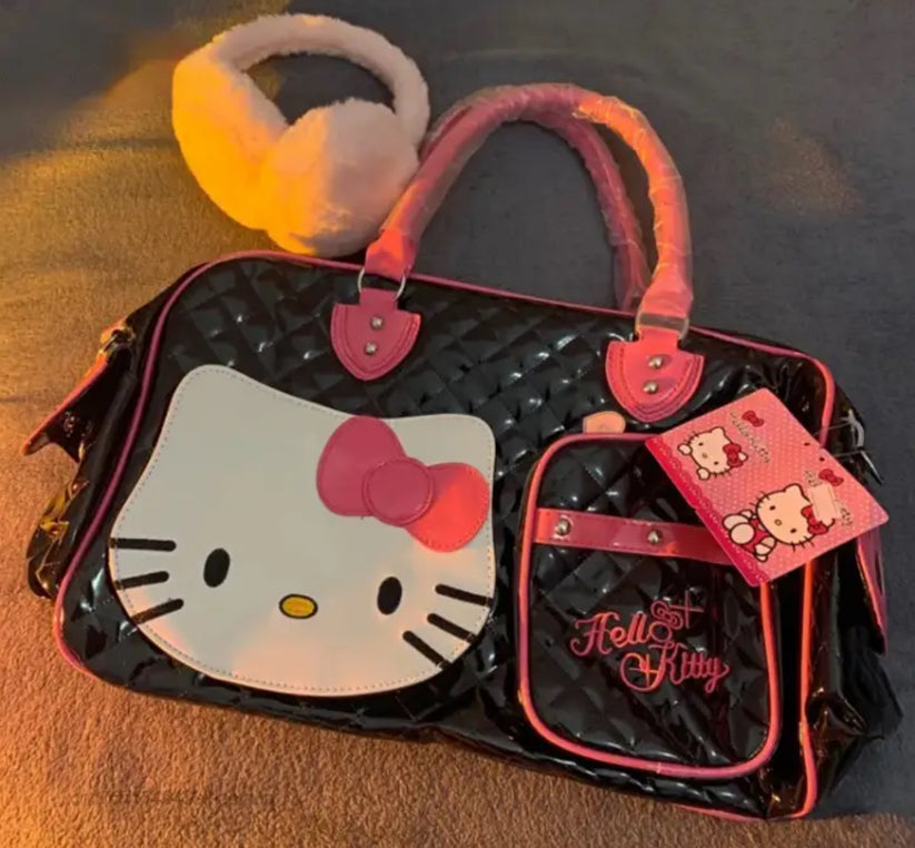 Hellokitty Black Pink Large Capacity  Travel Duffle Bag