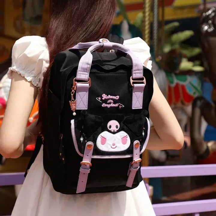 Macaroon Doughnut X Kuromi Series Black Backpack (keychain not included)