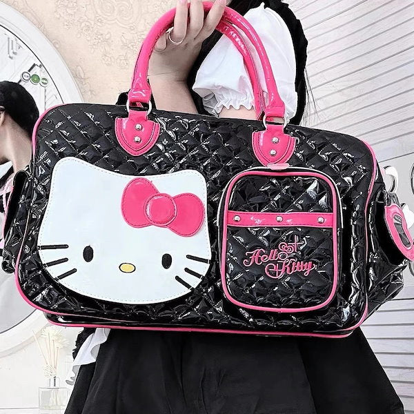 Hellokitty Black Pink Large Capacity  Travel Duffle Bag