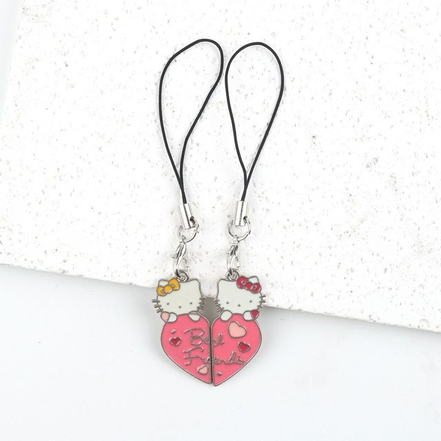 Hellokitty Split Heart Couple Metal Charm