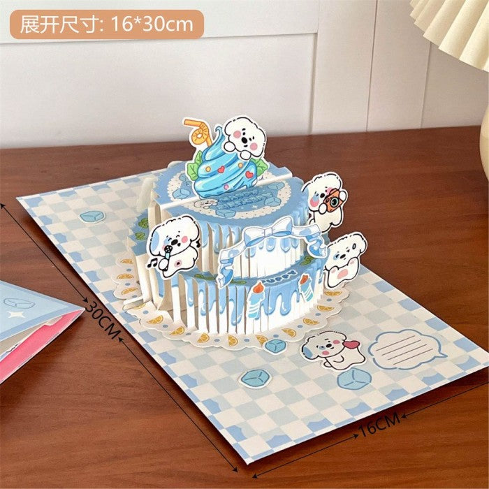 Cute DIY Cartoon 3D Birthday Cake Card