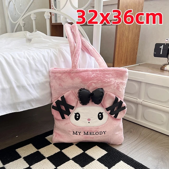 Lolita Kuromi MyMelody Plush  Large Capacity Handbag