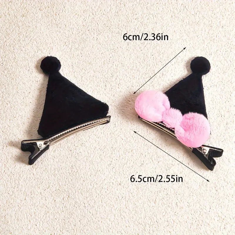 Sweet Lovely Y2K Black Hat Bow Clip Set of 2