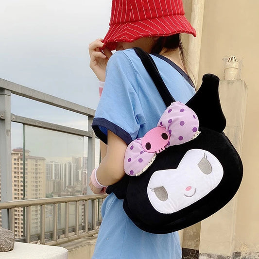 Kuromi Plush Shoulder Bag With Bow