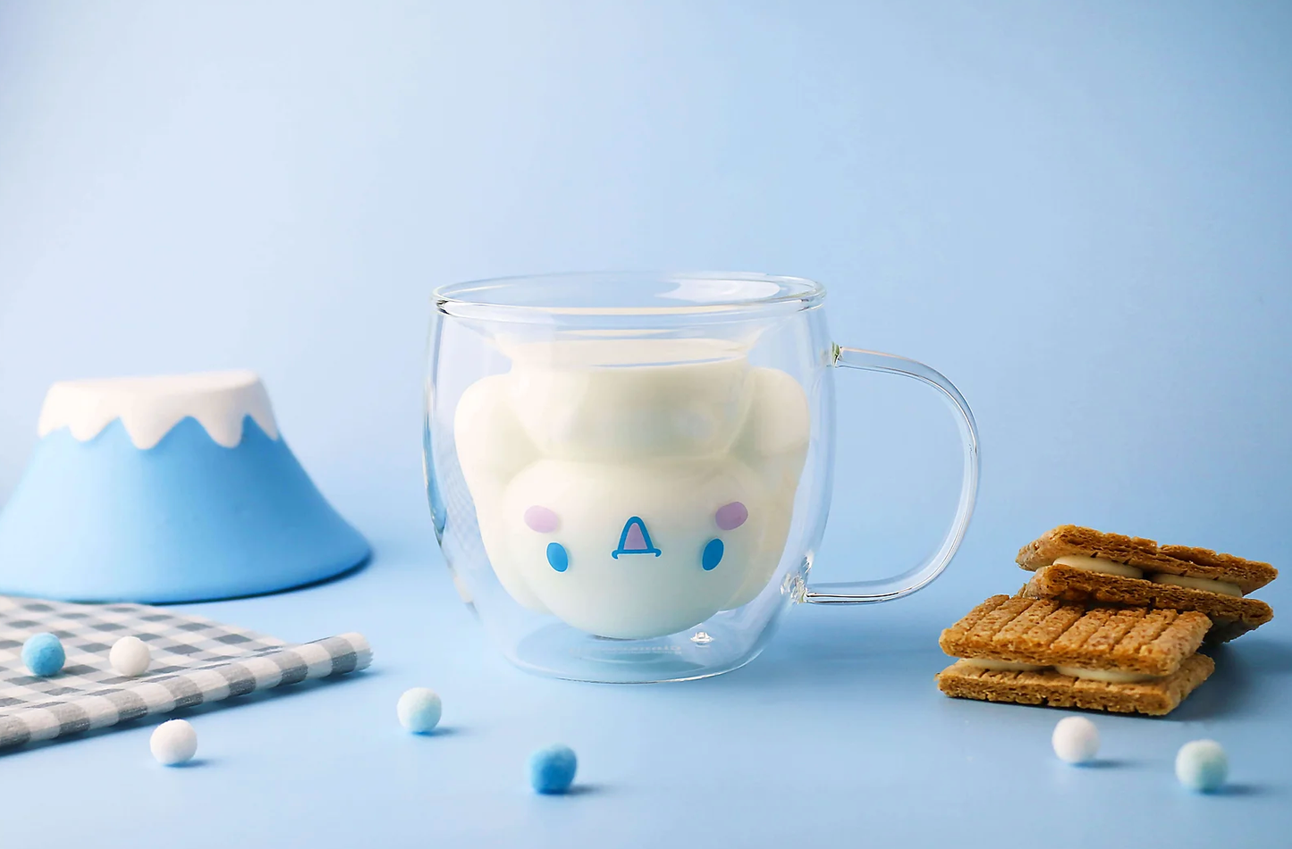 Sanrio Cinnamoroll Face Double Layer Glass Cup