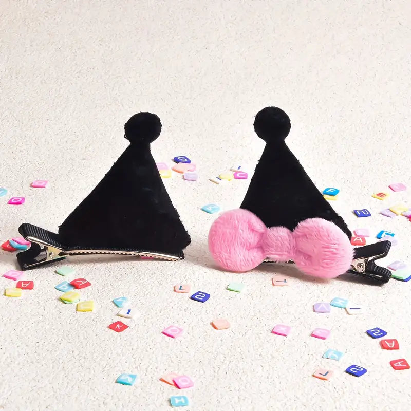 Sweet Lovely Y2K Black Hat Bow Clip Set of 2