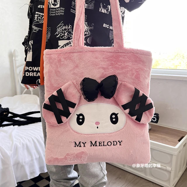 Lolita Kuromi MyMelody Plush  Large Capacity Handbag