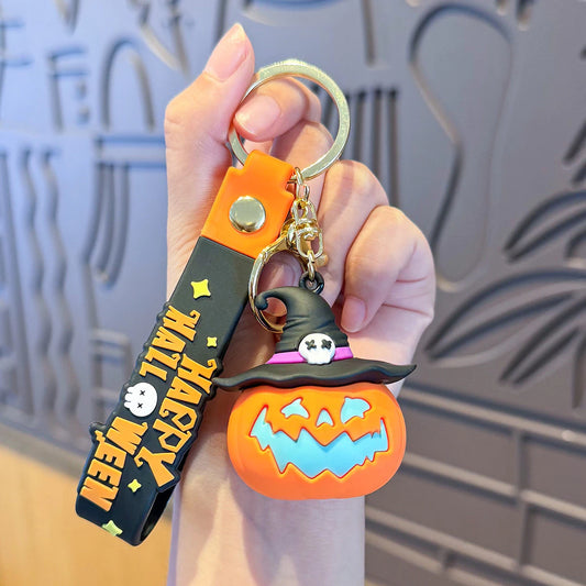 Haloween Witch Hat Pumpkin Glow In Keychain