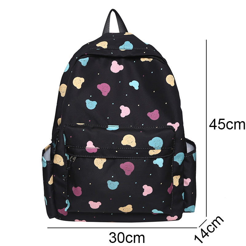 Korean cute backpack Harajuku ulzzang Japanese versatile Black Backpack With Keychain