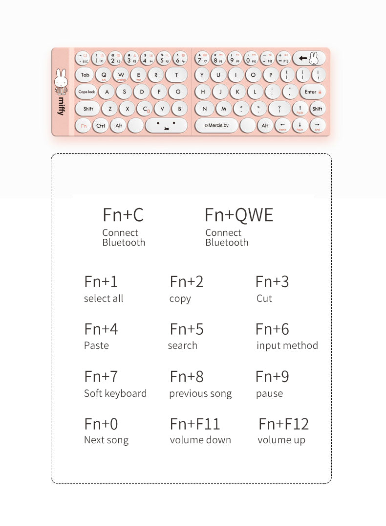 Miffy Official X MIPOW Mini Folding Keyboard