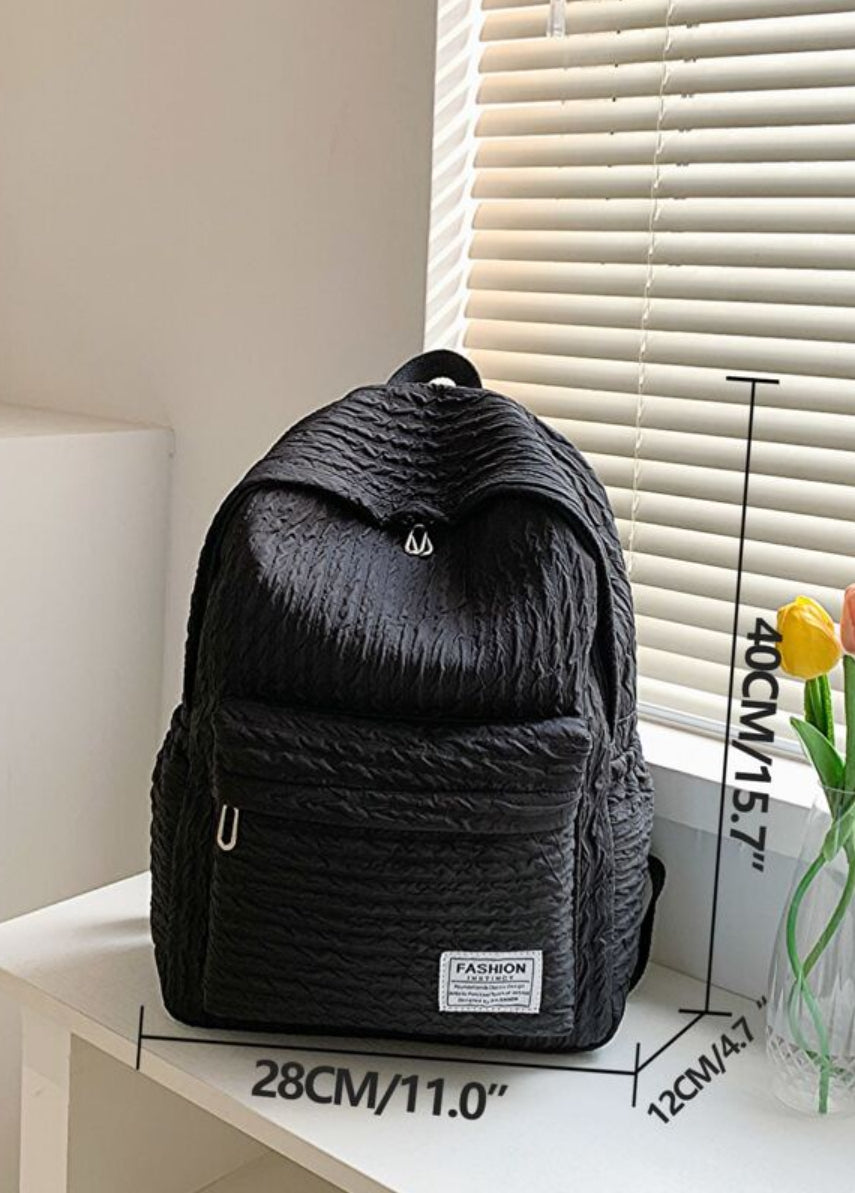 Solid Color Knapsack Pleated Backpack With Cute Floral hanging