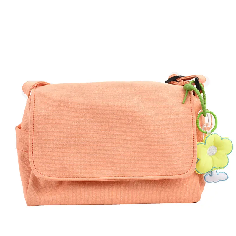 Korean Solid Color Crossbody With Keychain