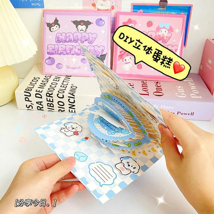 Cute DIY Cartoon 3D Birthday Cake Card