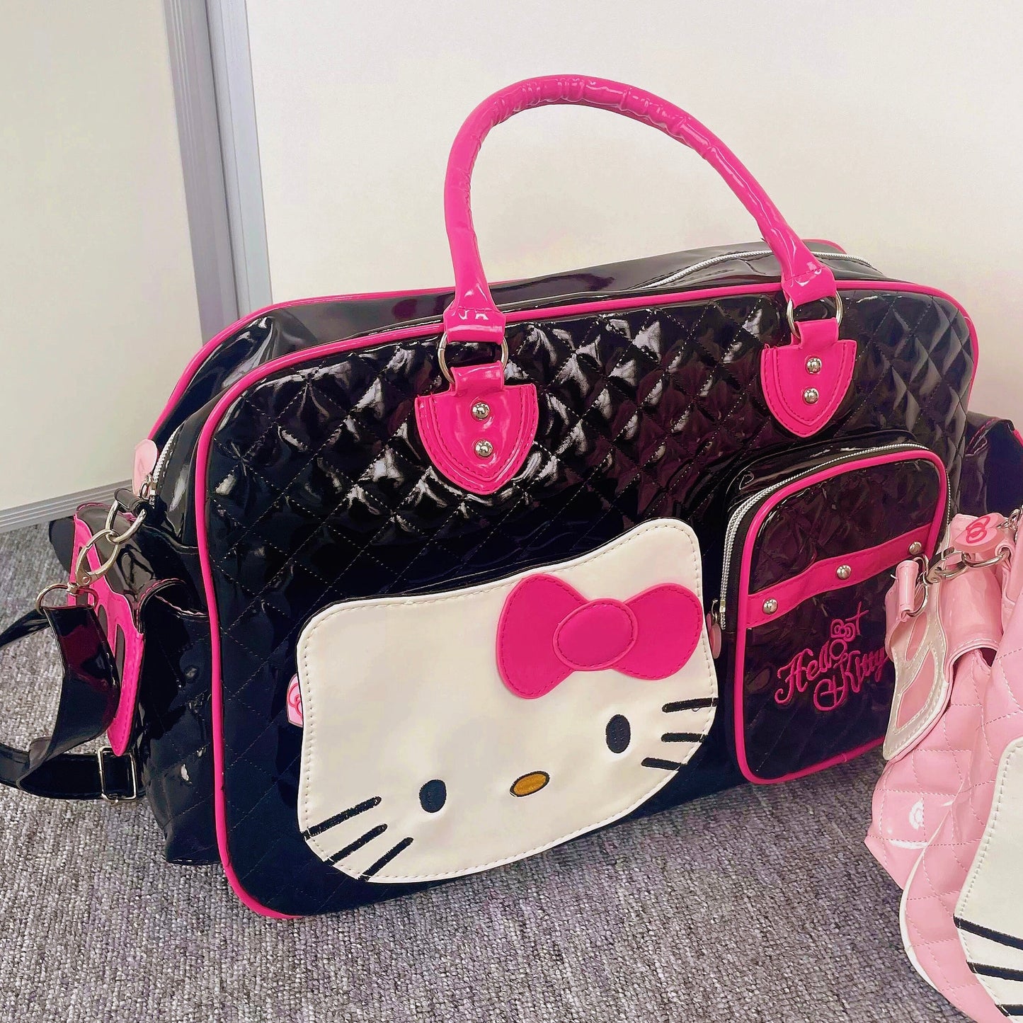 Hellokitty Black Pink Large Capacity  Travel Duffle Bag