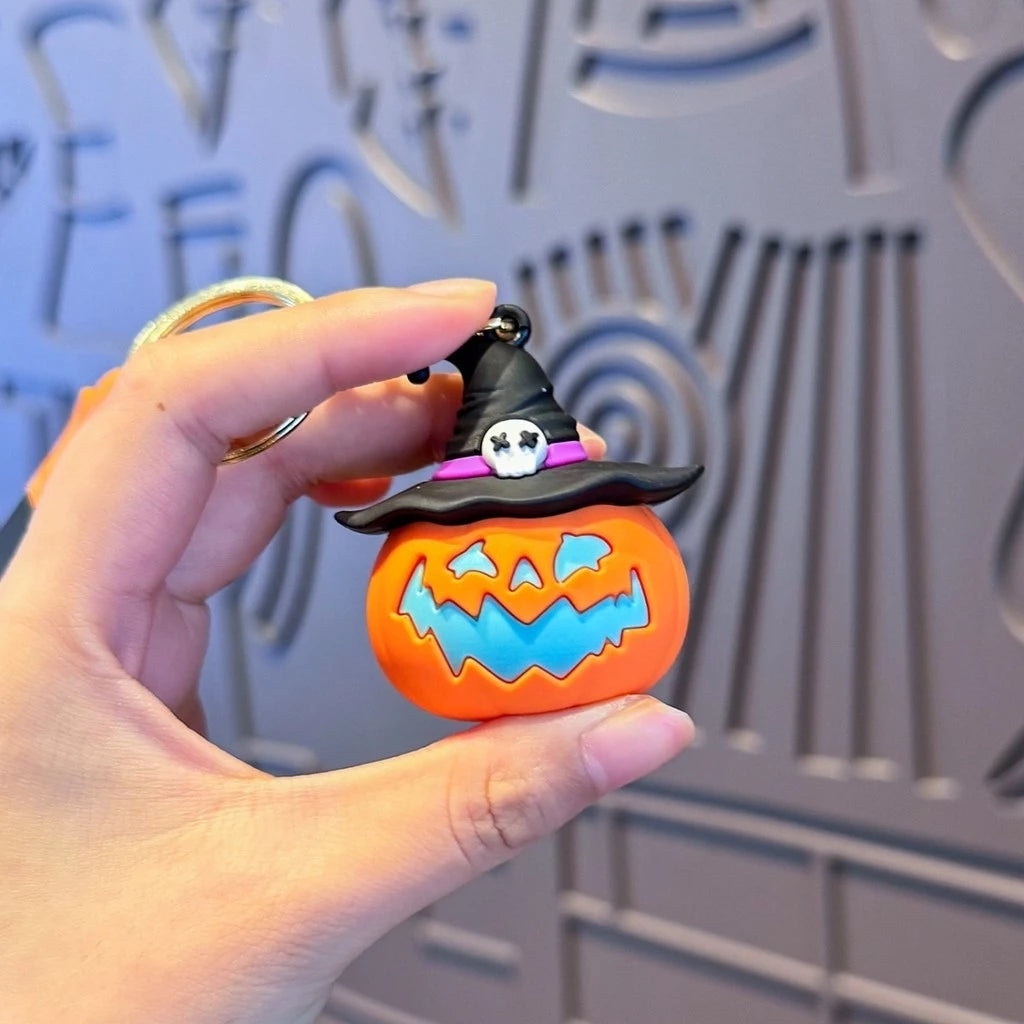 Haloween Witch Hat Pumpkin Glow In Keychain