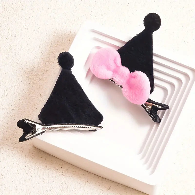 Sweet Lovely Y2K Black Hat Bow Clip Set of 2